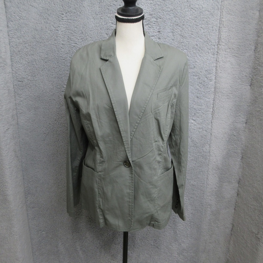 CAbi Military Blazer Jacket Women Large Green Cotton Stretch Lightweight Utility